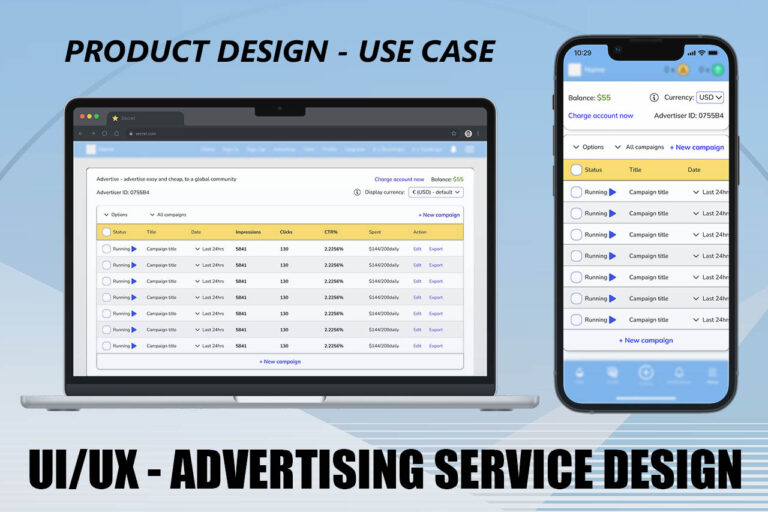 Advertising service for social media Start-up + design iterations